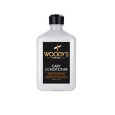 Woody's Daily Conditioner for Men 12oz Bottle with a nourishing formula, ideal for softening and detangling hair daily.