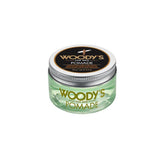 Woody's Pomade for Men Jar with Silver Lid offering a firm hold with a high-shine finish, perfect for classic hairstyles.