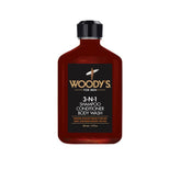 Woody's 3-in-1 Shampoo, Conditioner & Body Wash Full Size with a multi-purpose formula, perfect for all-in-one grooming needs.