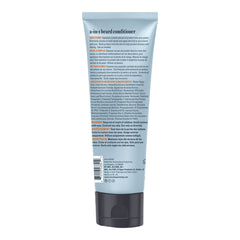 A tube of 2-in-1 beard conditioner with a light blue body and a dark gray cap, shown from the back on a plain white background.