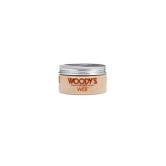 Woody's Web Styling Wax Side View featuring a lightweight formula, ideal for creating textured hairstyles with a firm yet pliable hold.