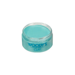 Woody’s Clay for Men Lightweight Matte Clay in an open tin without lid enhances texture and volume while keeping styles soft.