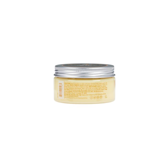 Woody’s Cream for Men Premium Styling Cream in a back-view tin provides hydration and definition, leaving hair soft and manageable.