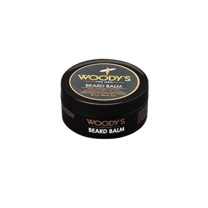 Woody's Beard Balm Jar Top View offering deep hydration and light hold for a polished and well-groomed beard.
