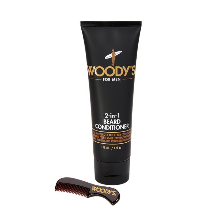 Woody's for Men 2-in-1 Beard Conditioner (With Comb) includes a grooming comb for beard conditioning and styling.
