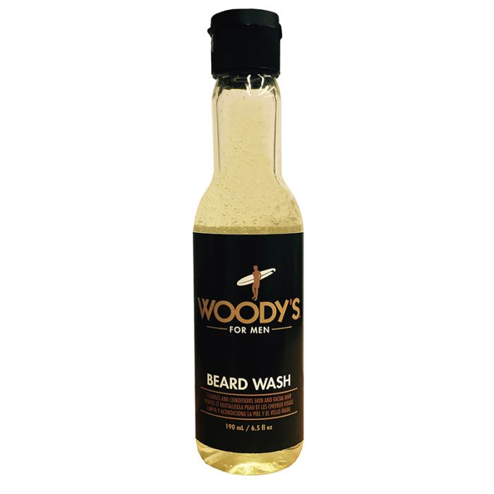 Woody's For Men Beard Wash with conditioning formula to cleanse and nourish facial hair, leaving it soft and refreshed.
