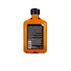 Woody's 3-in-1 Shampoo, Conditioner & Body Wash Back View showing ingredients and usage instructions for effective cleansing.